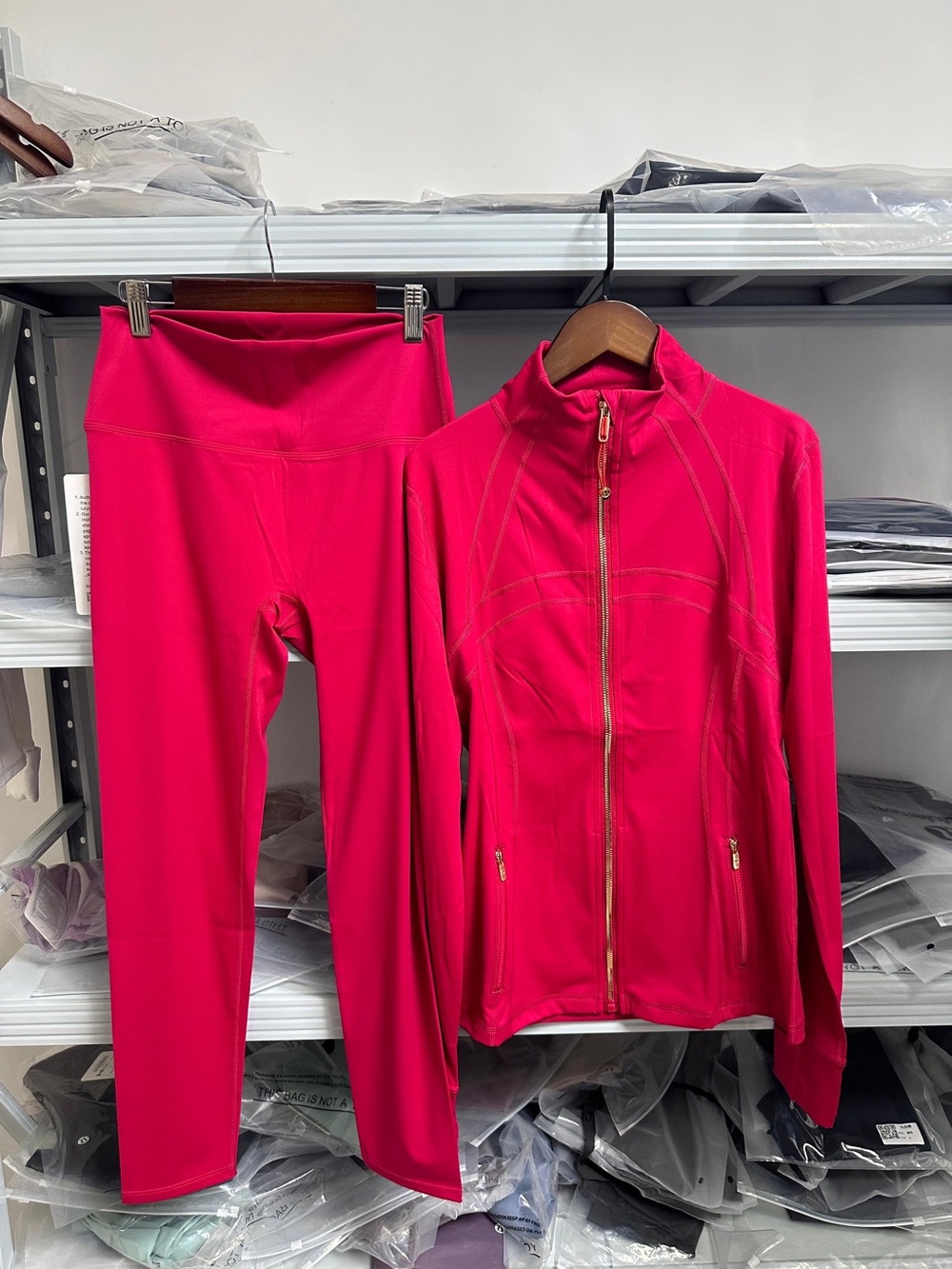 Lulu's Hot Pink Zip Jacket & High-Rise Leggings Set